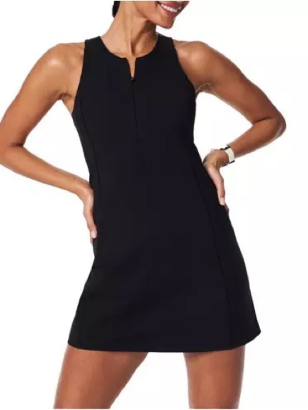 SPANX Black Sleeveless Mini Dress with Front Zip